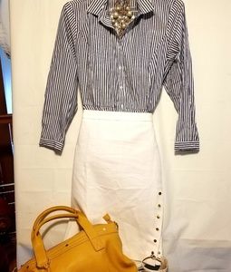 PLUS SIZE WONDERFUL WHITE SNAP SPLIT SKIRT